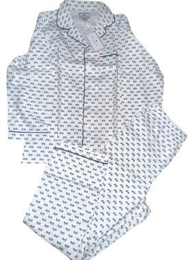 Petite Plume Bicyclette Pajama Set Kids Size 10 White Bicycle Print Modacrylic &